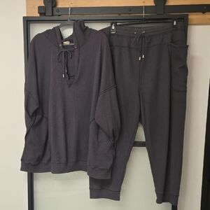 FREE PEOPLE INTIMATELY GRAY WAFFLE SET. SIZE LG & XL